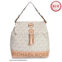 michael kors logo signature pvc groot vanille rugzak Handtassen Solden pea26736